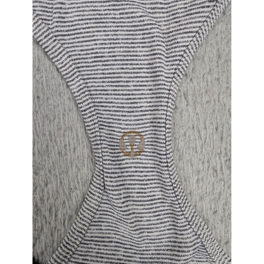 Lululemon Tank Top Womens Gray White Stripe Racerback‎ Athletic Yoga Gym Shirt - Picture 4 of 7